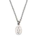 Sterling Silver Rhodium Plated Virgin Mary Medallion Pendant Necklace