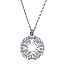 Load image into Gallery viewer, Sterling Silver Rhodium Plated Star Cutout Disc Pendant Necklace - silverdepot