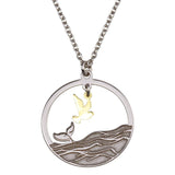 Sterling Silver Two Toned Whale Tail and Bird Pendant Necklace