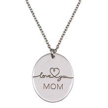 Load image into Gallery viewer, Sterling Silver Love You Mom Oval Disc Pendant Necklace - silverdepot