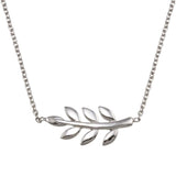 Sterling Silver Rhodium Plated Olive Branch Necklace