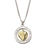 Sterling Silver Two Toned Mother's Heart Spinner Pendant Necklace