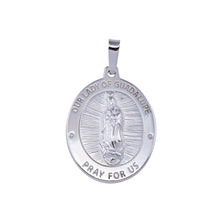 Load image into Gallery viewer, Sterling Silver High Polished Nuestra Señora de Guadalupe Oval 21.1mm x 28.1mm Pendant