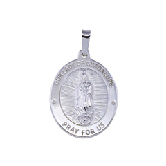 Sterling Silver High Polished Nuestra Señora de Guadalupe Oval 21.1mm x 28.1mm Pendant