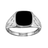 Sterling Silver Rhodium Plated Black Enamel Celtic Design Shank Ring