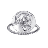 Sterling Silver High Polished Mother Mary Medallion Ring