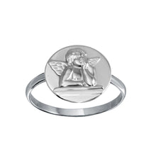 Load image into Gallery viewer, Sterling Silver High Polished Disc Angel Design Ring