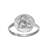 Sterling Silver High Polished Disc Angel Design Ring