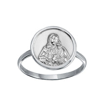 Load image into Gallery viewer, Sterling Silver High Polished Disc Mother Mary Design Ring