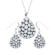 Load image into Gallery viewer, Sterling Silver Rhodium Plated Mosaic Design Teardrop Set