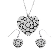 Load image into Gallery viewer, Sterling Silver Rhodium Plated Mosaic Design Heart Set