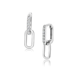 Sterling Silver Rectangular CZ Dangling Earring