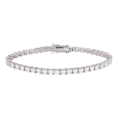Sterling Silver Rhodium Plated Clear Round CZ Tennis Bracelet