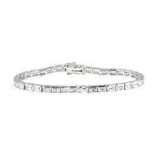 Load image into Gallery viewer, Sterling Silver Rhodium Plated Clear Baguette CZ Tennis Bracelet