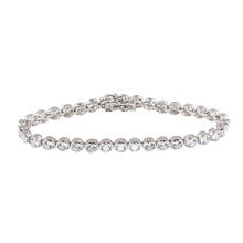 Load image into Gallery viewer, Sterling Silver Rhodium Plated Clear CZ Bubble Tennis Bracelet