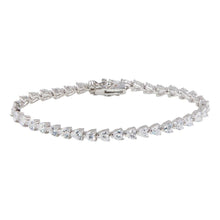 Load image into Gallery viewer, Sterling Silver Rhodium Plated Clear Round CZ Tennis Bracelet