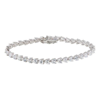 Sterling Silver Rhodium Plated Clear Round CZ Tennis Bracelet