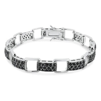 Sterling Silver Rhodium Plated Black CZ Tennis Bracelet