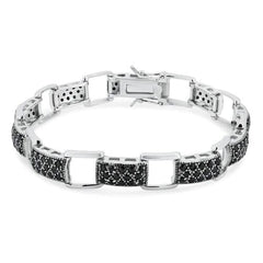 Sterling Silver Rhodium Plated Black CZ Tennis Bracelet
