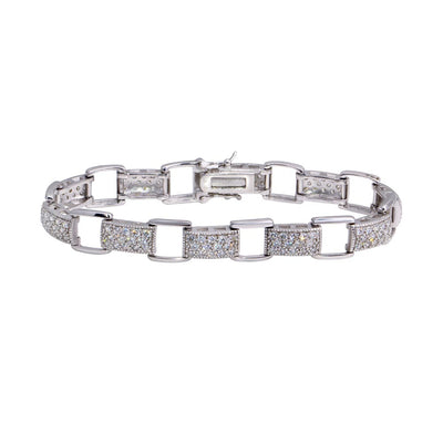 Sterling Silver Rhodium Plated CZ Tennis Bracelet