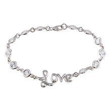 Load image into Gallery viewer, Sterling Silver Rhodium Plated Clear CZ Love Bracelet