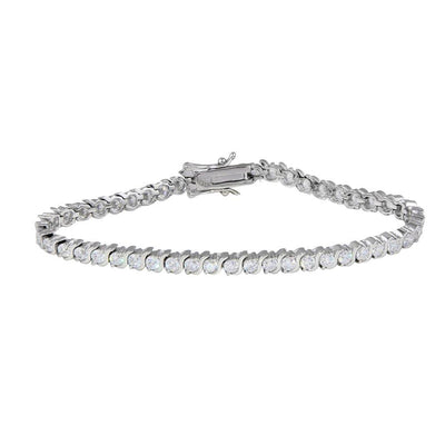 Sterling Silver Rhodium Plated Clear CZ Tennis Bracelet