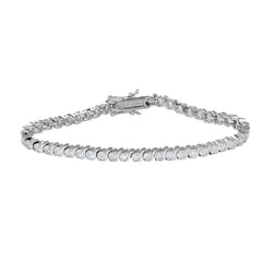 Sterling Silver Rhodium Plated Clear CZ Tennis Bracelet