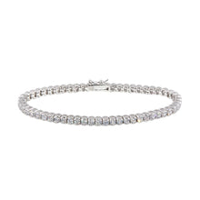 Load image into Gallery viewer, Sterling Silver Rhodium Plated Clear CZ Bubble Tennis Bracelet