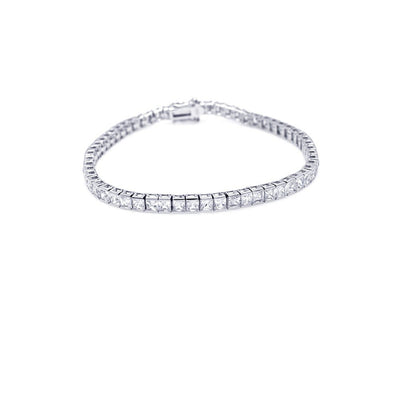 Sterling Silver Rhodium Plated Square Clear CZ Tennis Bracelet