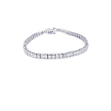 Sterling Silver Rhodium Plated Square Clear CZ Tennis Bracelet