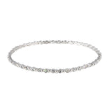 Sterling Silver Rhodium Plated Round Clear CZ Bangle Bracelet