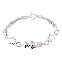 Load image into Gallery viewer, Sterling Silver Rhodium Plated Multi Star Clear CZ Bracelet
