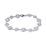 Sterling Silver Rhodium Plated Multi Shape Clear CZ Bracelet