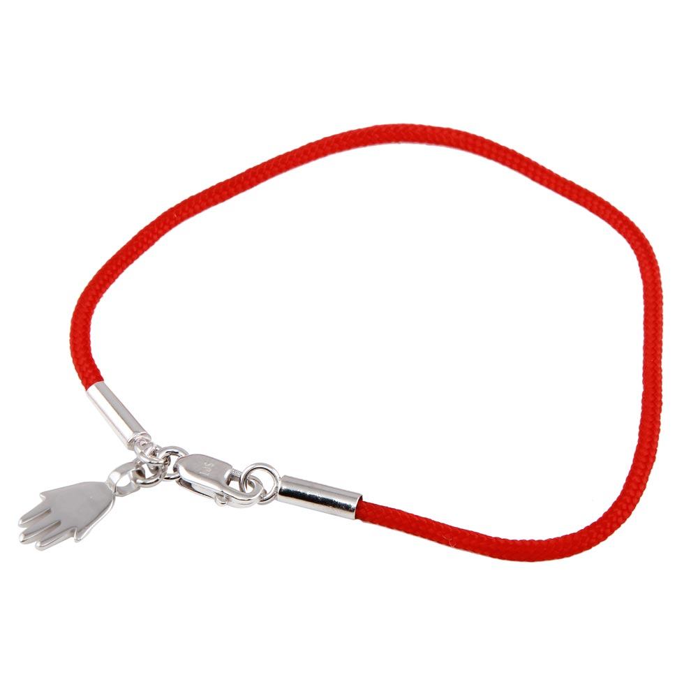 Red Cord Bracelet with Sterling Silver  Hamsa Hand Charm