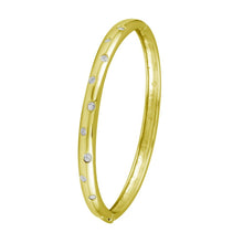 Load image into Gallery viewer, Sterling Silver Gold Plated Clear CZ Dotted Bangle Bracelet