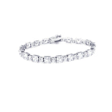 Load image into Gallery viewer, Sterling Silver Rhodium Plated Square Clear CZ Tennis Bracelet