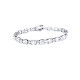 Sterling Silver Rhodium Plated Square Clear CZ Tennis Bracelet