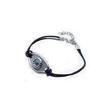 Load image into Gallery viewer, Black Cord Bracelet with Sterling Silver Evil Eye Charm
