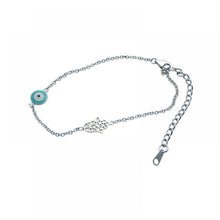 Load image into Gallery viewer, Sterling Silver Bracelet with Hamsa Hand and Evil Eye Charms