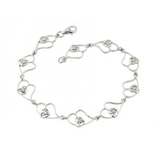Load image into Gallery viewer, Sterling Silver Rhodium Plated Open Multi Heart Clear CZ Tennis Bracelet