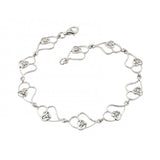 Sterling Silver Rhodium Plated Open Multi Heart Clear CZ Tennis Bracelet