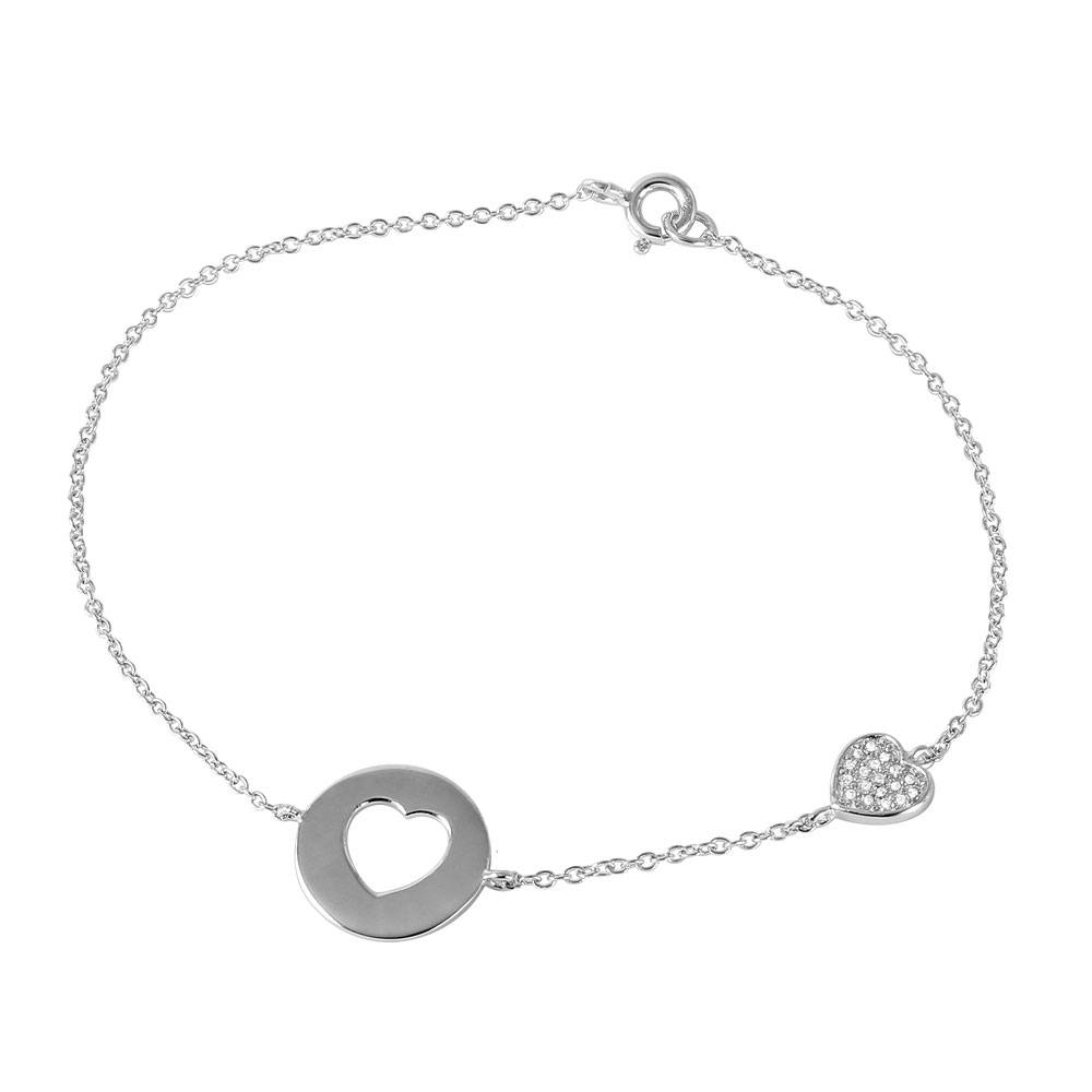 Sterling Silver CZ Heart Cutout Bracelet