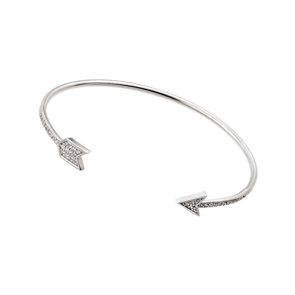 Sterling Silver Rhodium Plated Arrow Clear CZ Bracelet