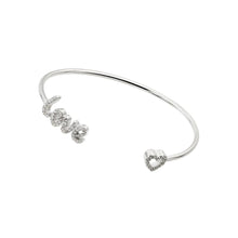 Load image into Gallery viewer, Sterling Silver Rhodium Plated Love And Heart Clear CZBracelet