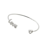 Sterling Silver Rhodium Plated Love And Heart Clear CZBracelet