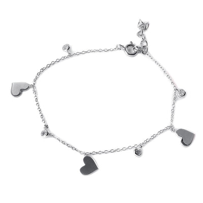 Sterling Silver CZ Small Hearts Bracelet