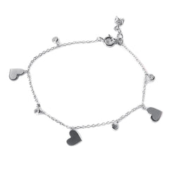 Sterling Silver CZ Small Hearts Bracelet