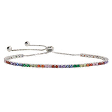 Load image into Gallery viewer, Sterling Silver Rhodium Plated Multi-Colored CZ Tennis Bracelet