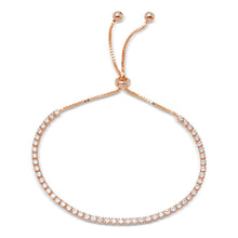 Load image into Gallery viewer, Sterling Silver Rose Gold Plated Tennis Adjustable Bracelet with CZ
