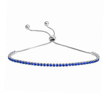 Load image into Gallery viewer, Sterling Silver Rhodium Plated Blue CZ Lariat Bracelet